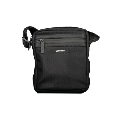 Calvin Klein Black Polyester Men Shoulder Bag with adjustable straps and zip closure, featuring external and internal pockets for style and function