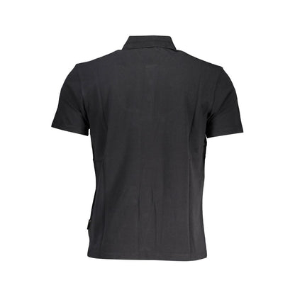Napapijri Black Cotton Men Polo Shirt, back view, showcasing short sleeves and regular fit design in classic black cotton.
