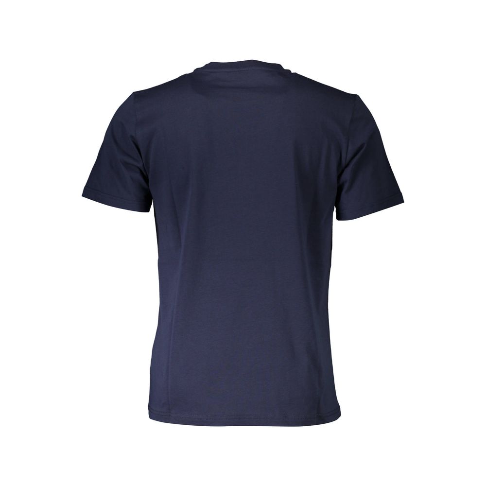 Back view of North Sails Blue Cotton Men T-Shirt showcasing crew neck and short sleeves.