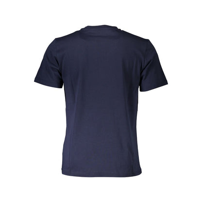 Back view of North Sails Blue Cotton Men T-Shirt showcasing crew neck and short sleeves.