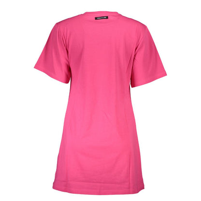 Back view of Cavalli Class Pink Cotton Women T-Shirt showcasing chic design and luxury in premium cotton.