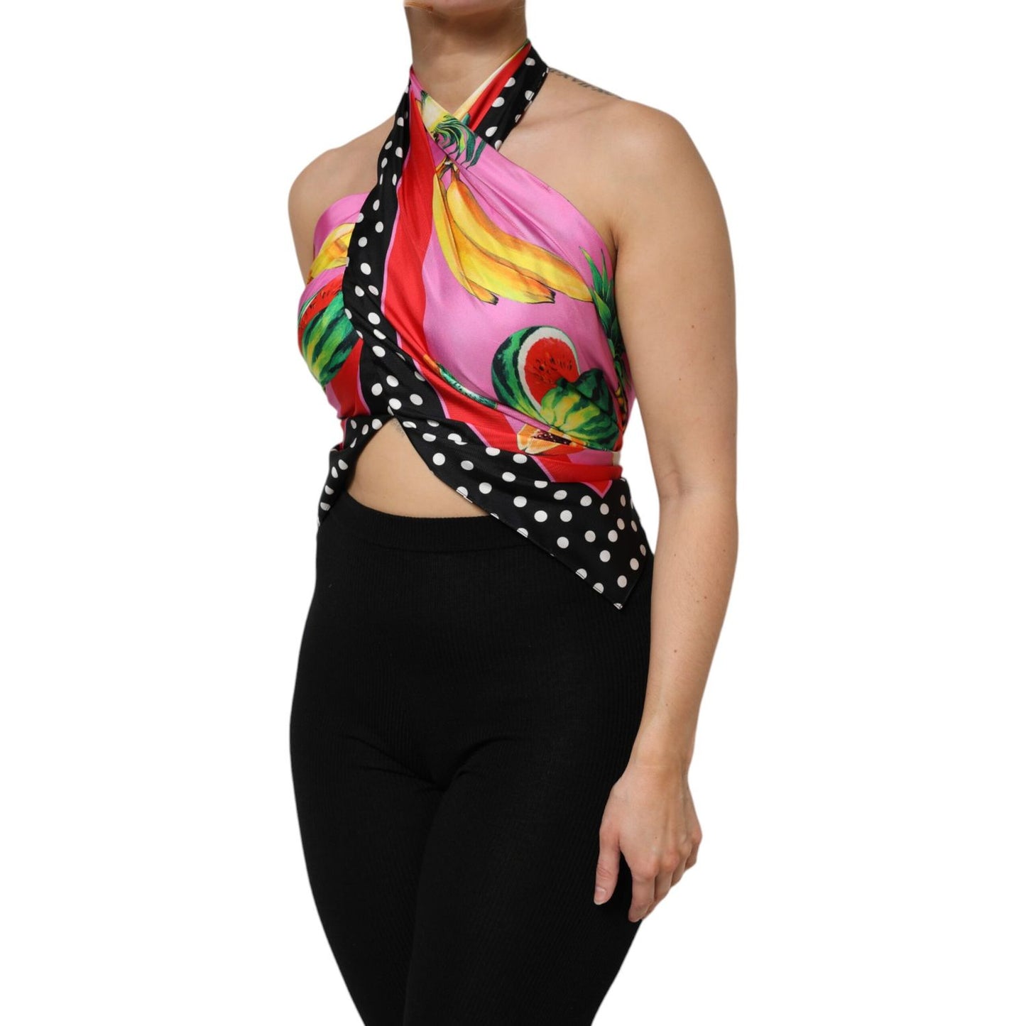 Dolce & Gabbana Multicolor Halter Party Evening Cropped Top