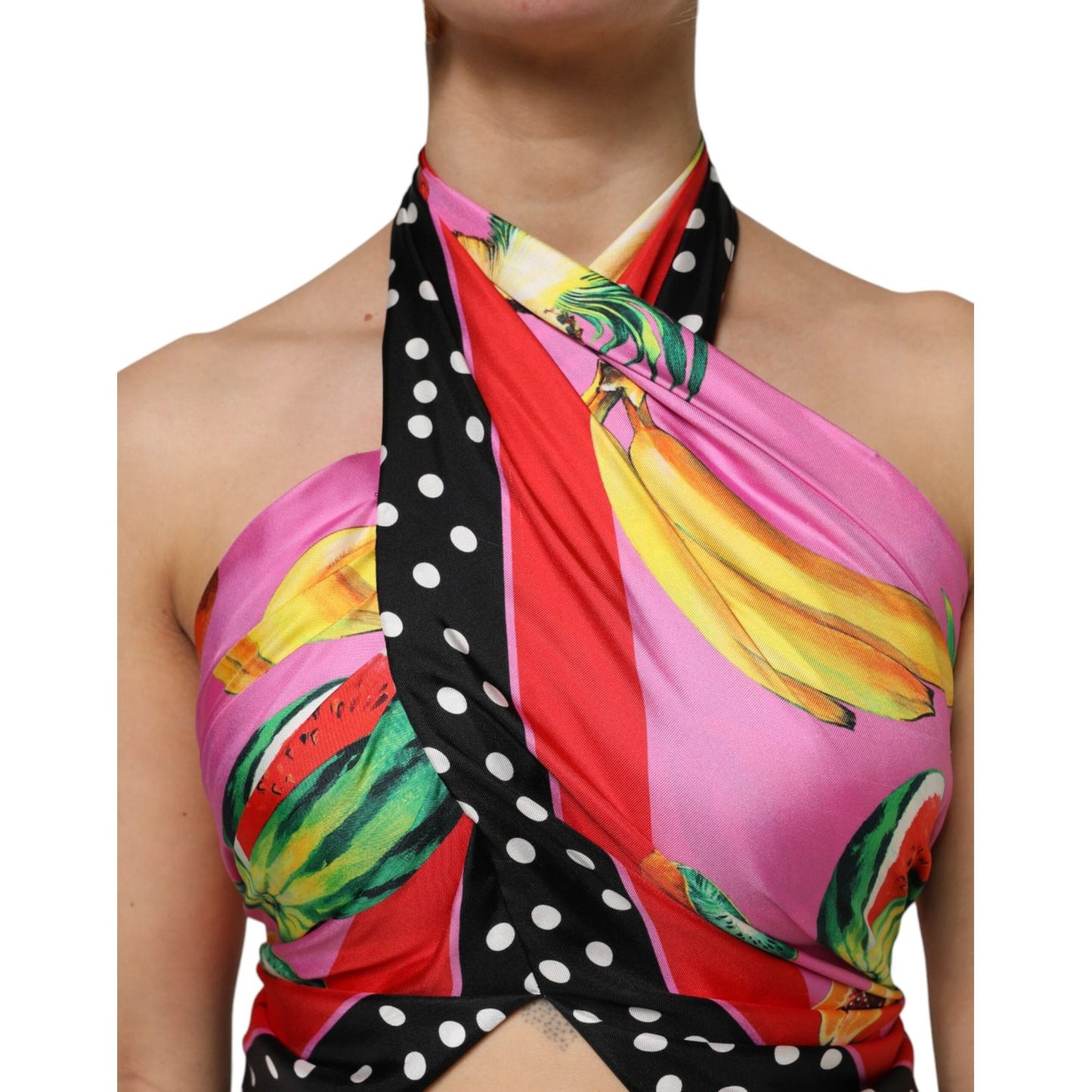 Dolce & Gabbana Multicolor Halter Party Evening Cropped Top