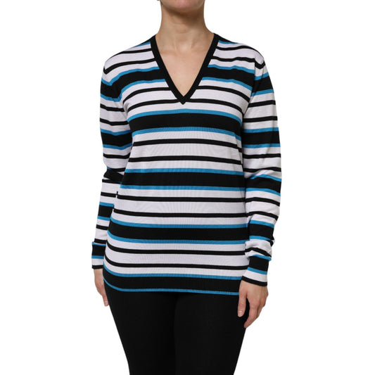 Dolce & Gabbana Multicolor Stripes Long Sleeves V-neck Top