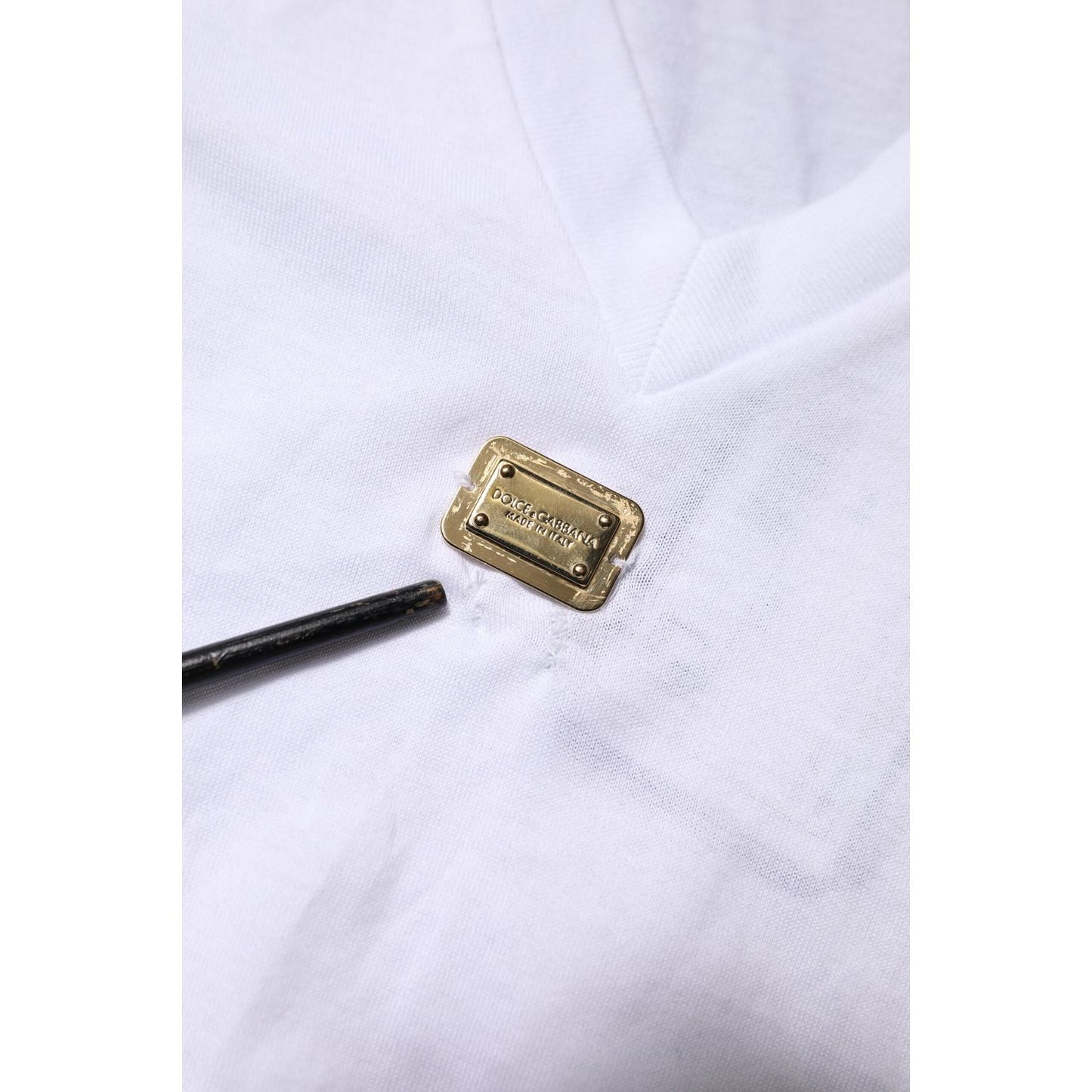 Dolce & Gabbana White Cotton Short Sleeve V-Neck Top T-shirt