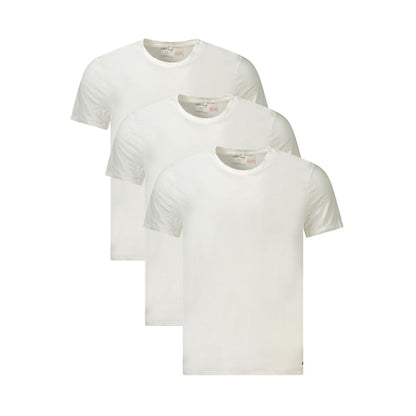 Calvin Klein White Cotton Men T-Shirt tri-pack of crew neck short sleeve shirts with logo embroidery for classic style and comfort.