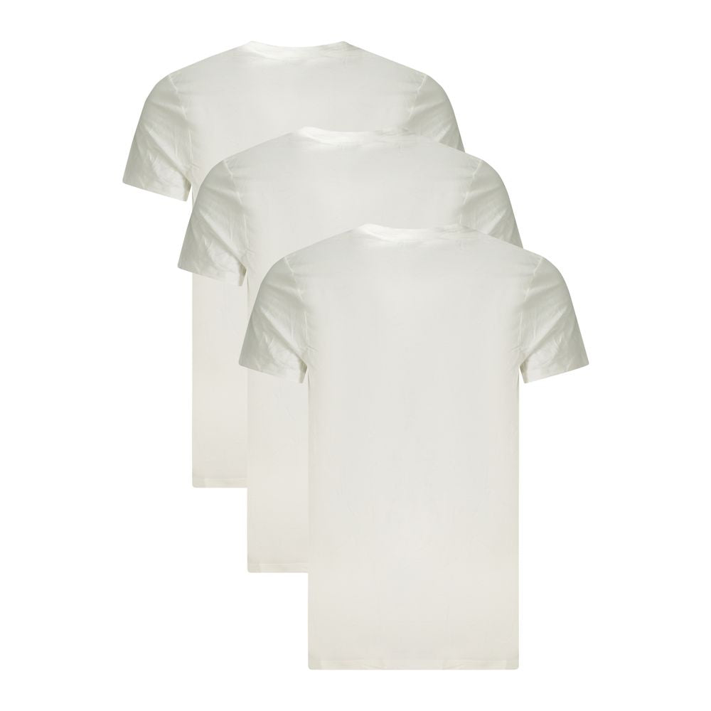 Calvin Klein White Cotton Men T-Shirt tri-pack with crew neck and logo embroidery, showcasing timeless style and comfort.