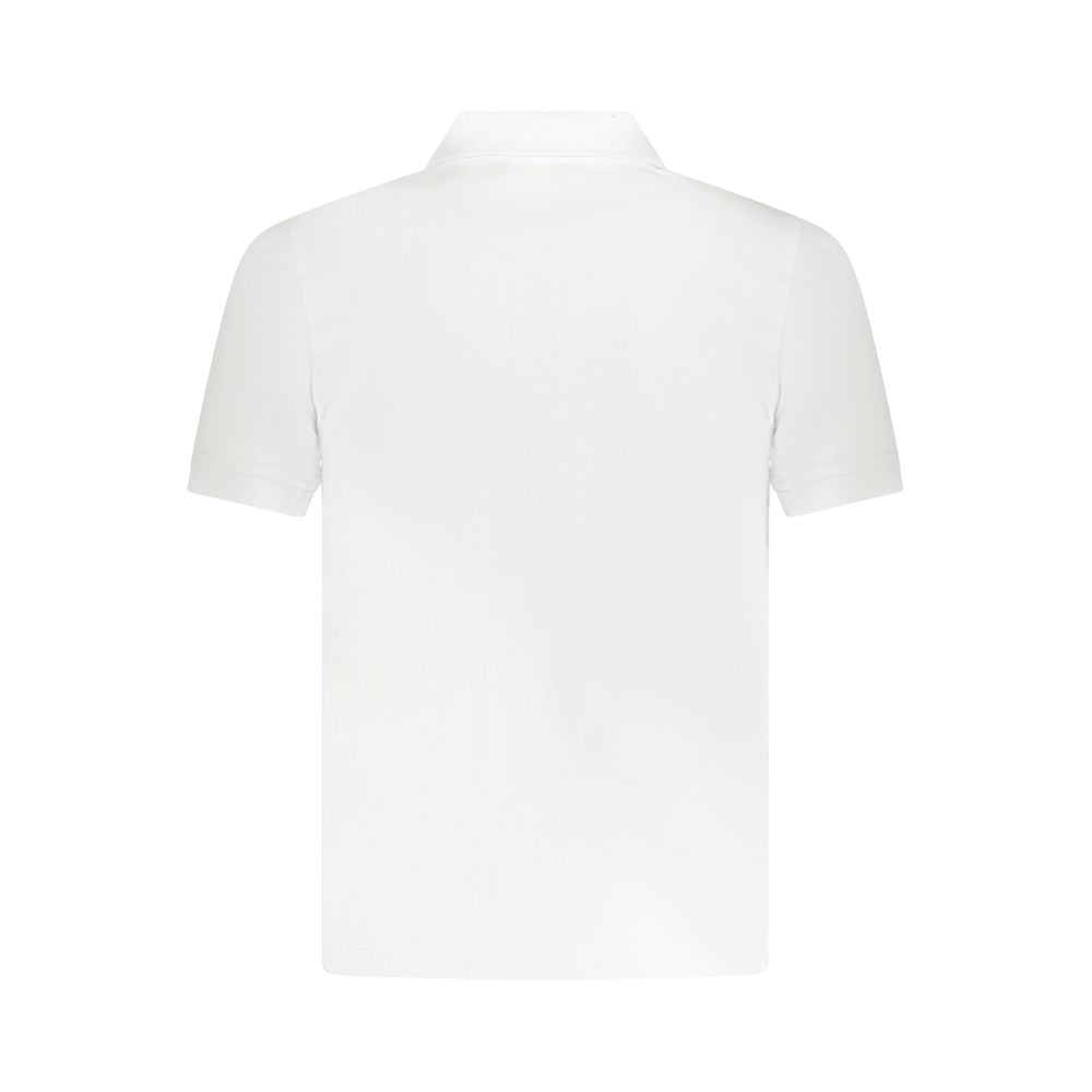 Back view of K-WAY White Cotton Polo Shirt, short sleeve, 2 buttons, logo application.