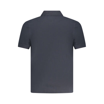 K-WAY Blue Cotton Polo Shirt, short sleeve, 2 buttons, logo on back, stylish and comfortable design for casual wear.