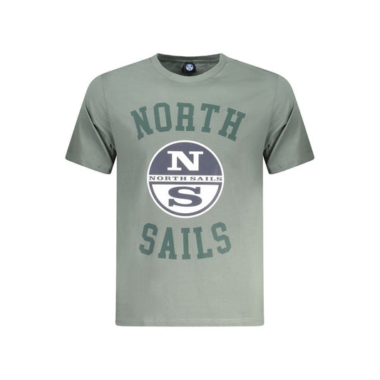 North Sails Green Cotton Men T-Shirt with logo and print