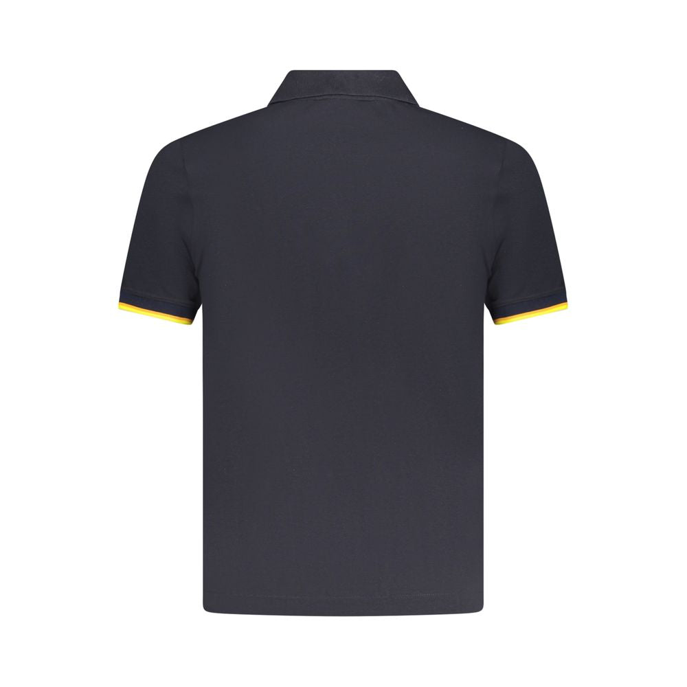 K-WAY Blue Cotton Polo Shirt, short sleeve, back view, with 2 buttons and contrasting details.