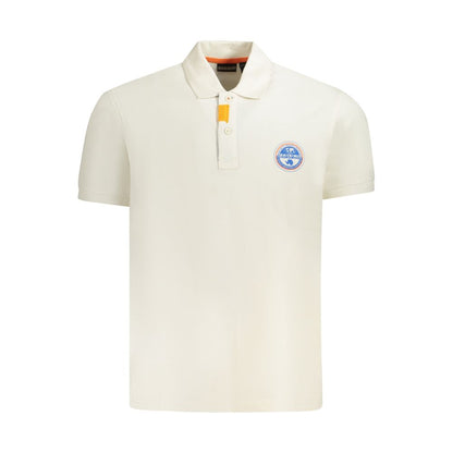 Napapijri White Cotton Men Polo Shirt with logo and contrasting details