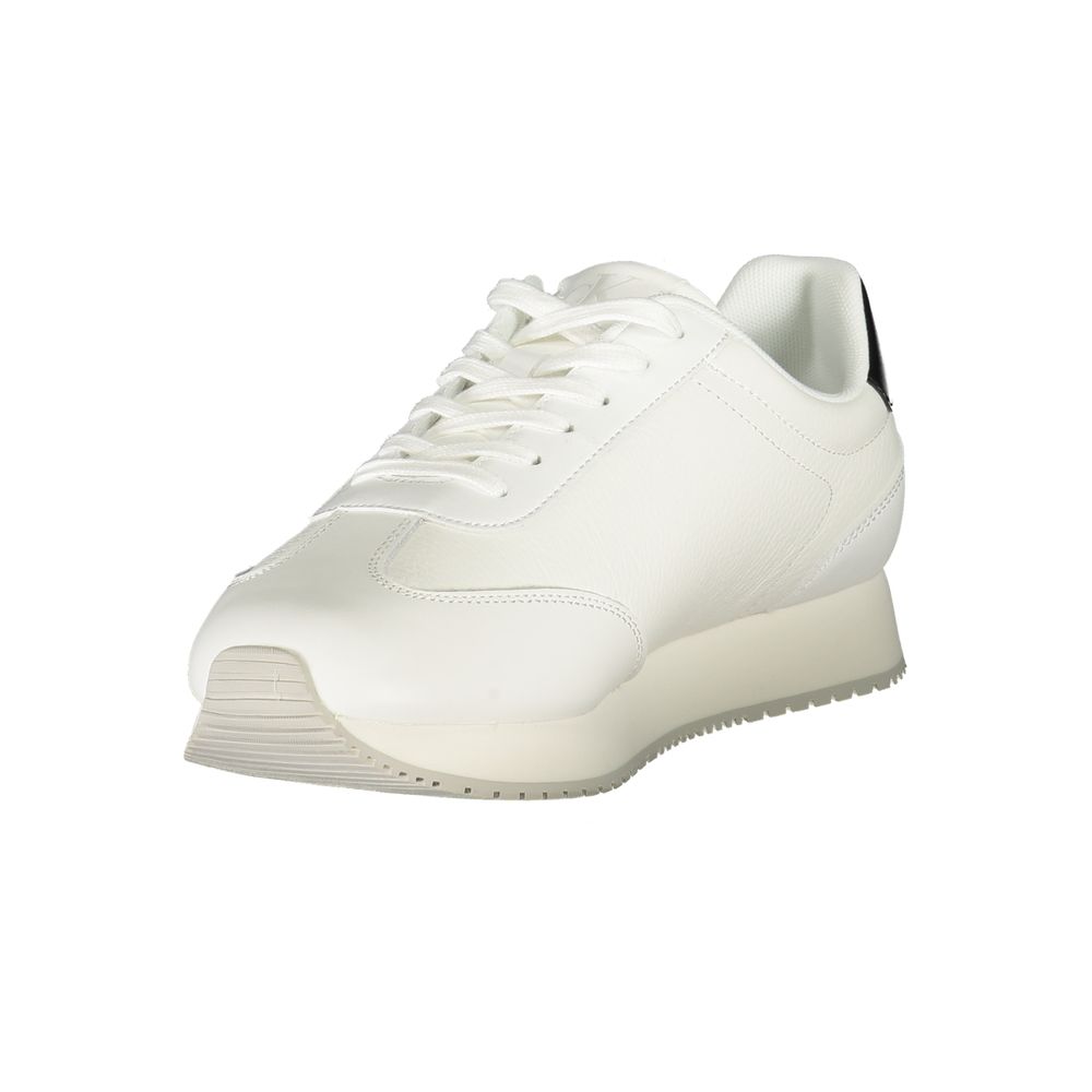 Calvin Klein White Leather Men Sneaker with sleek design and comfort cushioning.
