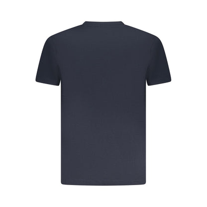 Back view of Armata Di Mare Blue Cotton Men T-Shirt showcasing short sleeves and crew neck style.