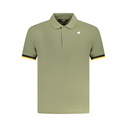 K-WAY Green Cotton Polo Shirt with short sleeves, 2 buttons, contrasting details, application, and logo visible.