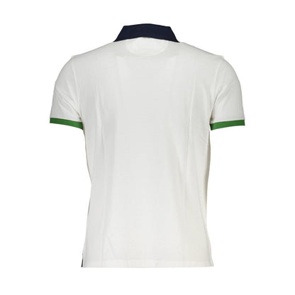 Back view of La Martina White Cotton Men Polo Shirt with contrasting collar and cuffs.