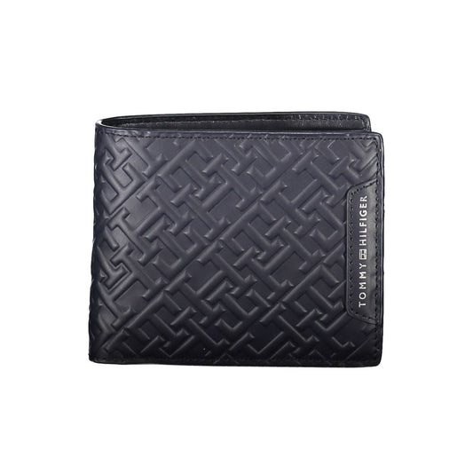 Tommy Hilfiger Blue Leather Men Wallet with embossed design and logo