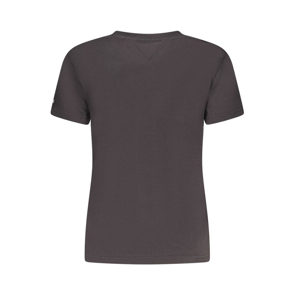 Back view of Tommy Hilfiger Black Cotton Women T-Shirt featuring short sleeves and elegant design