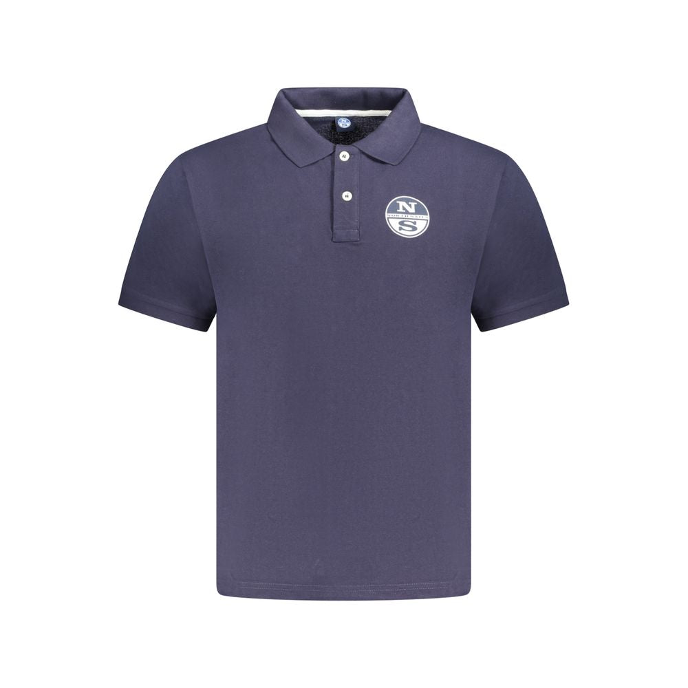 North Sails Blue Cotton Men Polo Shirt with logo detail and short sleeves, ideal for a stylish and casual wardrobe.