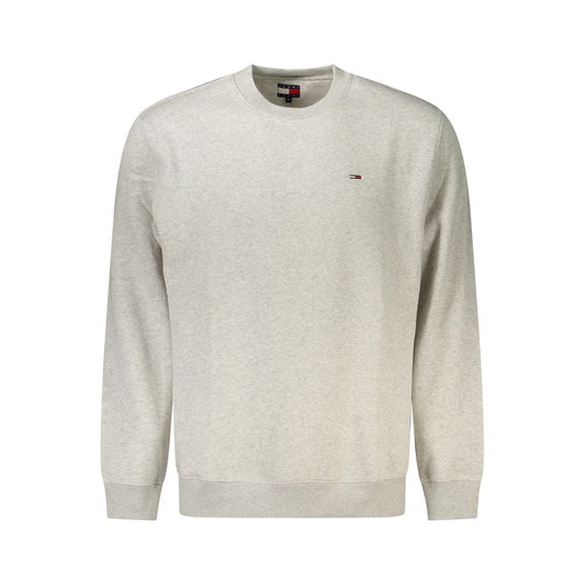 Tommy Hilfiger Gray Cotton Men Sweater with iconic embroidery, long-sleeve, crew neck, sustainable fabric, stylish and comfortable design.