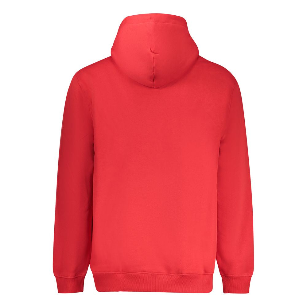 Tommy Hilfiger Red Cotton Men Sweater - back view showcasing the vibrant red color and comfortable hood design.