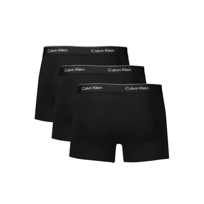Calvin Klein Black Cotton Men Underwear tri-pack featuring black boxer briefs with logo elastic waistband.