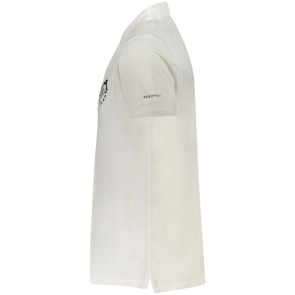 Side view of Trussardi White Cotton Men Polo Shirt showcasing the logo and short sleeves, embodying casual sophistication.