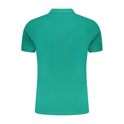 Cavalli Class Green Cotton Men Polo Shirt with short sleeves and iconic logo, showcasing elegant design and comfort.