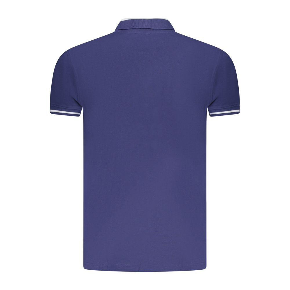 Cavalli Class Blue Cotton Men Polo Shirt back view, short sleeve design with classic styling and embroidery.