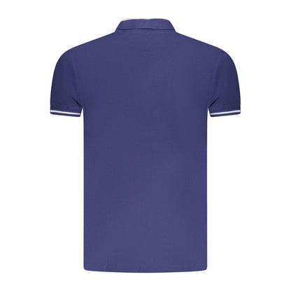 Cavalli Class Blue Cotton Men Polo Shirt back view, short sleeve design with classic styling and embroidery.
