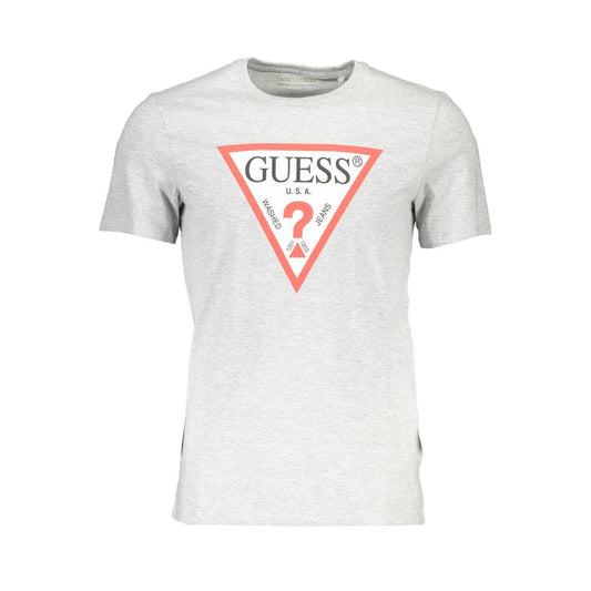 Guess Jeans Brown Cotton Men T-Shirt with bold Guess logo, crew neck, and short sleeves. Perfect casual fashion for trendsetters.