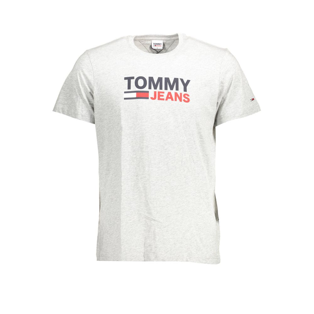 Tommy Hilfiger Brown Cotton Men T-Shirt with logo print, chic short sleeve design, and crew neck style, crafted from 100% organic cotton.