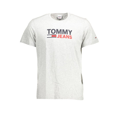 Tommy Hilfiger Brown Cotton Men T-Shirt with logo print, chic short sleeve design, and crew neck style, crafted from 100% organic cotton.