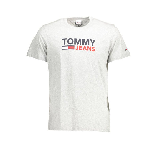 Tommy Hilfiger Brown Cotton Men T-Shirt with logo print, chic short sleeve design, and crew neck style, crafted from 100% organic cotton.