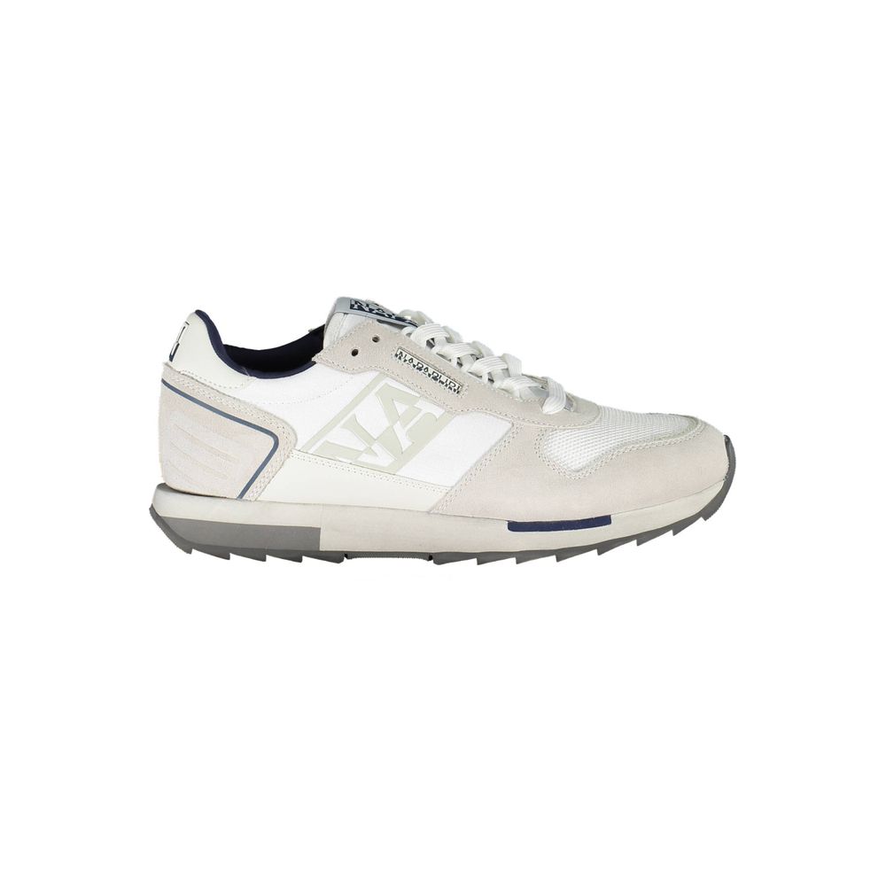 Napapijri White Leather Men Sneaker with contrasting accents and extra laces for style and comfort