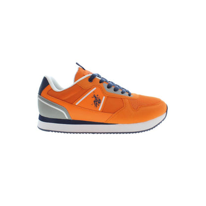 U.S. POLO ASSN. Orange Polyester Men Sneaker with iconic logo and contrasting details, perfect for sports enthusiasts. Vibrant and stylish.