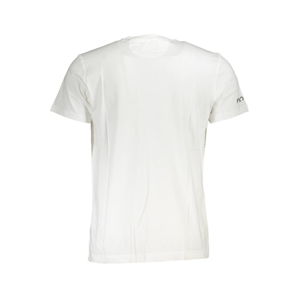 La Martina White Cotton Men T-Shirt with short sleeves and crew neck back view.