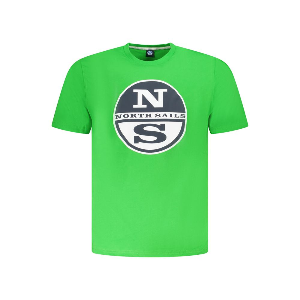 North Sails Green Cotton Men T-Shirt with iconic logo and classic crew neck design, showcasing style and sophistication.