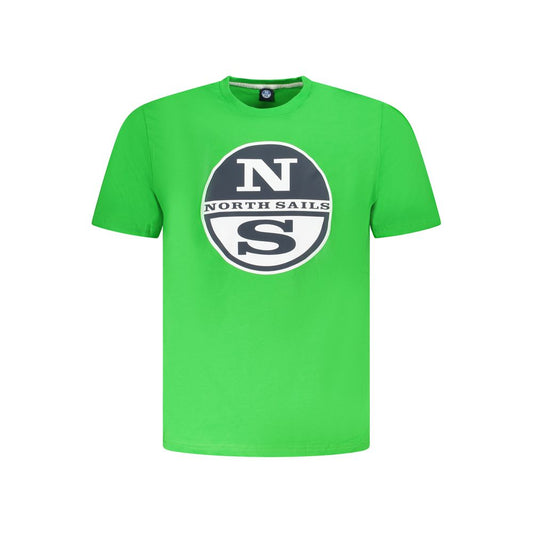North Sails Green Cotton Men T-Shirt with iconic logo and classic crew neck design, showcasing style and sophistication.