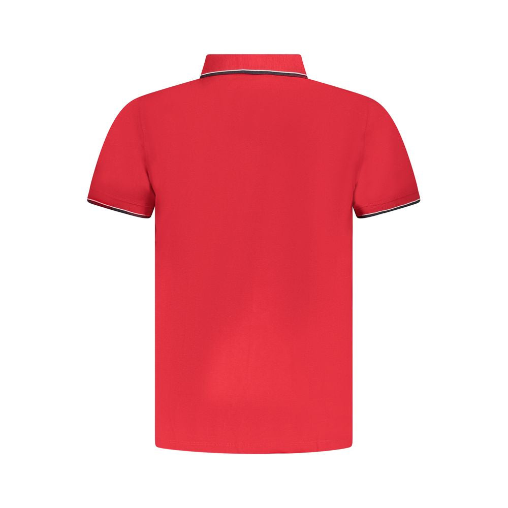 Back view of Norway 1963 Red Cotton Polo Shirt with short sleeves and contrast details.