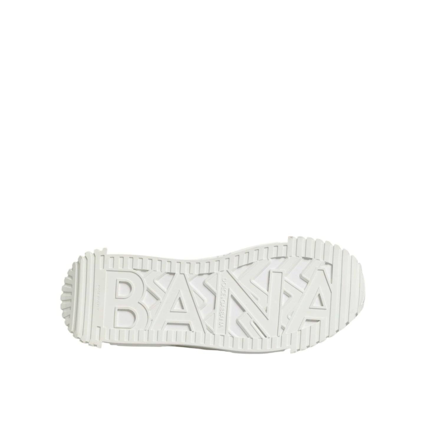 Dolce & Gabbana White Logo Print Lace Up Low Top Sneakers Shoes