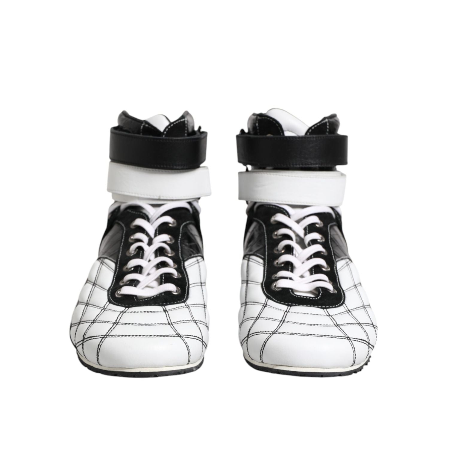 Dolce & Gabbana Black White Leather High Top Sneakers Shoes
