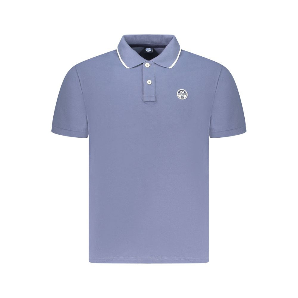 North Sails Blue Cotton Men Polo Shirt with short sleeves and logo detail