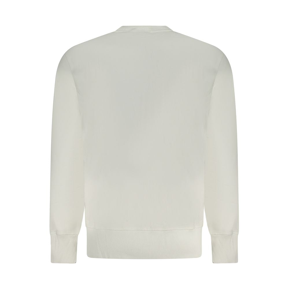 Calvin Klein White Cotton Men Sweater, stylish white long-sleeve featuring 95% regenerative cotton for eco-friendly comfort.