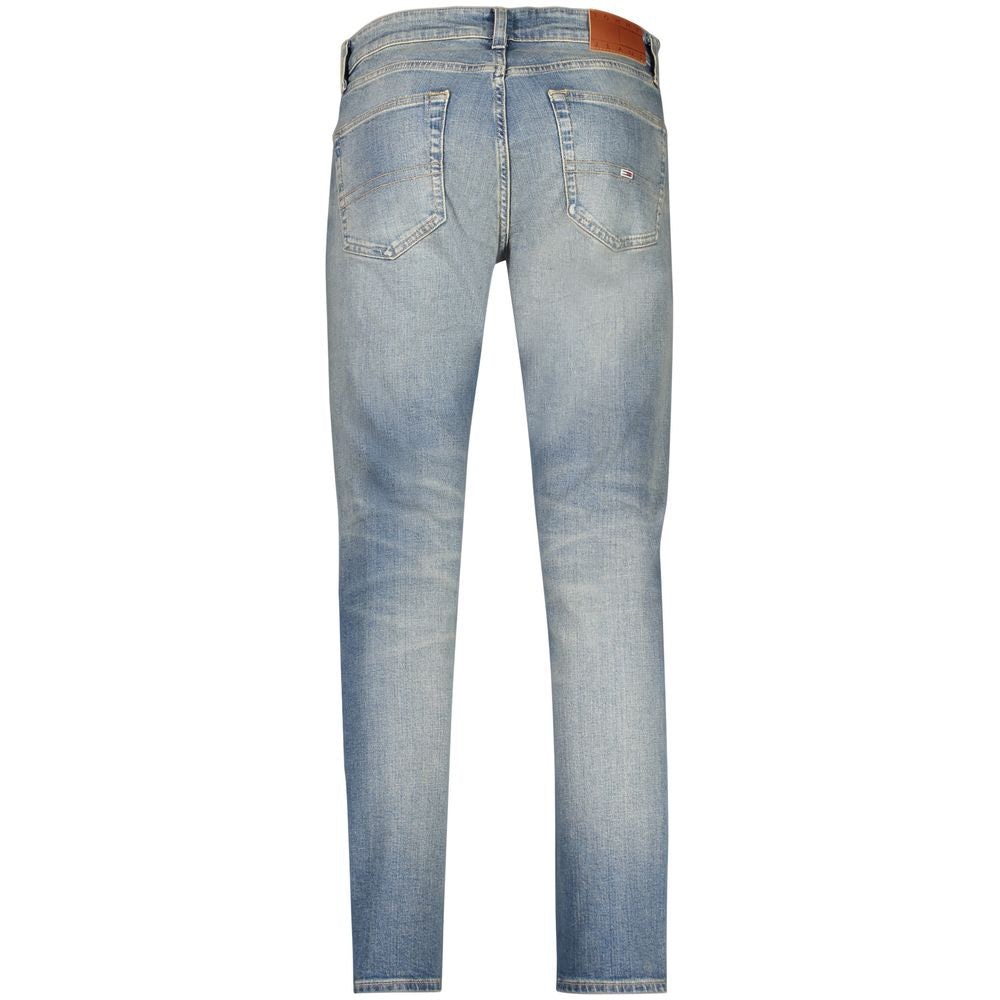 Back view of Tommy Hilfiger Blue Cotton Men Jeans with washed effect