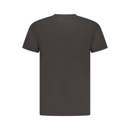 Back view of Tommy Hilfiger Black Cotton Men T-Shirt showcasing sustainable fashion and iconic style.
