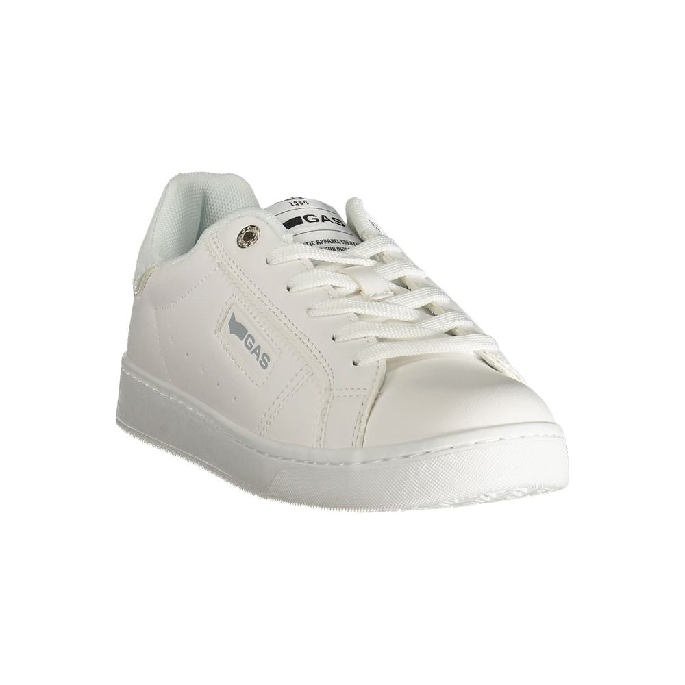 Gas White Polyester Women Sneaker - stylish streetwear footwear with bold logo, contrasting textures, ideal for fashion-forward women.