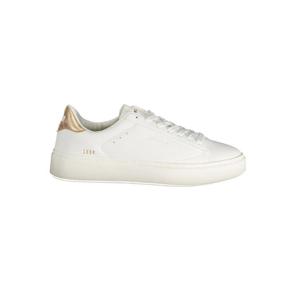 Gas White Polyester Women Sneaker with bronze accents and Gas logo, offering style and comfort for fashion-forward women.