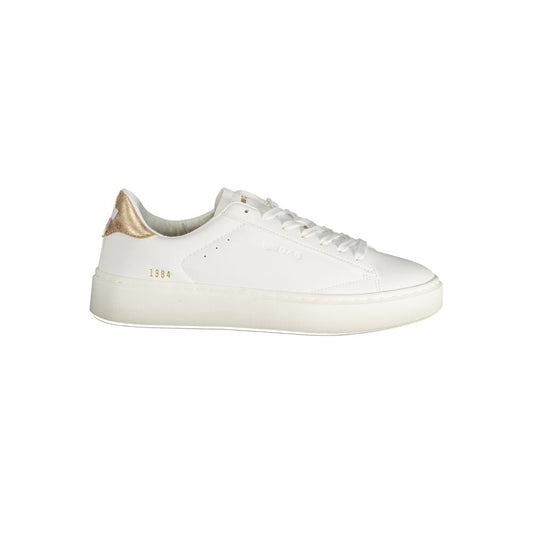 Gas White Polyester Women Sneaker with bronze details and sleek design for fashion-forward women.