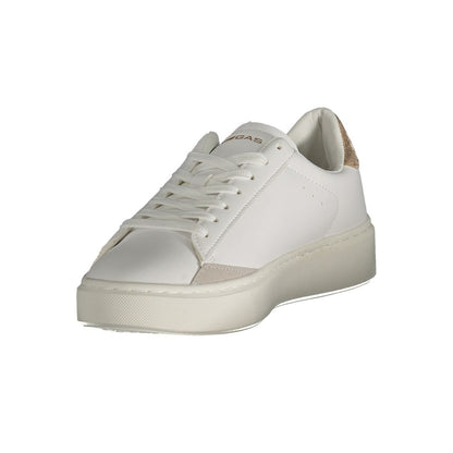 Gas White Polyester Women Sneaker with bronze accents and sleek design, perfect for fashion-forward women seeking style and comfort.